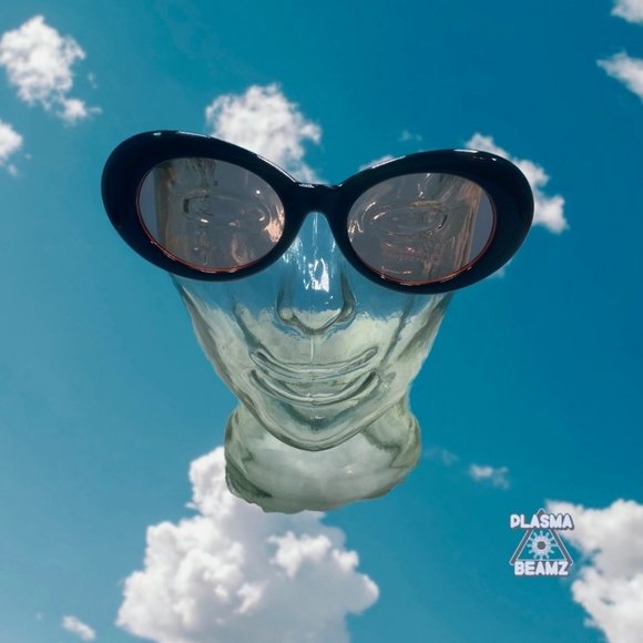 Black Frame Rose Colored Bubble Glasses - Picture 2 of 8